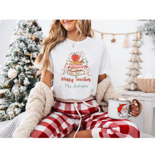 Merry Teacher Retro Christmas T-Shirt