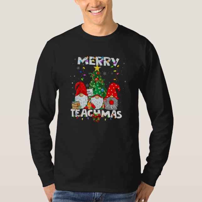Merry Teachmas Christmas Teacher Xmas Gnome T-Shirt (Front)