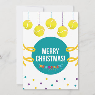 Merry Tennis Xmas Fun Sport Holiday Festive Ball Card