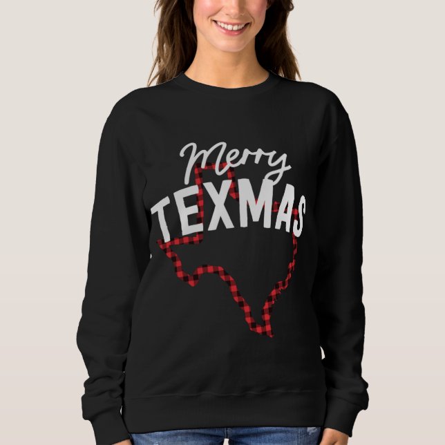 Merry Texmas Southern Texas Christmas State Buffal Sweatshirt (Front)