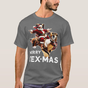 Merry Texmas Texas Christmas Santa Reindeer Rodeo T-Shirt