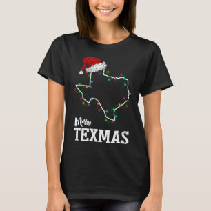 Merry Texmas Texas State Christmas Light Outline S T-Shirt