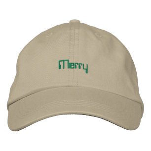Merry Text Khaki Jolly Christmas Vibes Adjustable  Embroidered Hat
