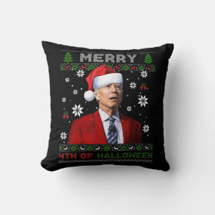 Merry th Of Halloween Fun Biden Ugly Christmas   Cushion