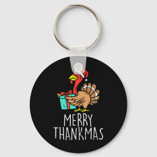 Merry Thankmas Santa Turkey Day Thanksgiving Chris Key Ring