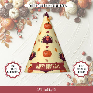 Merry Thanksgiving Turkey Autumn Party Hat