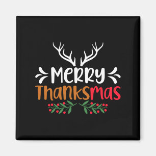 Merry Thanksmas Christmas Thanksgiving Turkey Sant Magnet