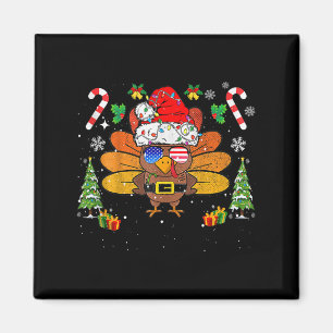 Merry Thanksmas Happy Thanksgiving Santa Turkey Xm Magnet