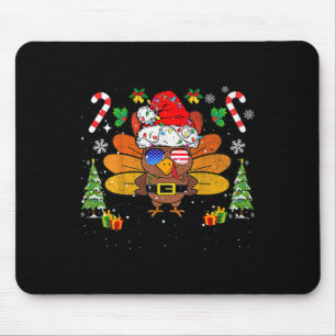 Merry Thanksmas Happy Thanksgiving Santa Turkey Xm Mouse Pad
