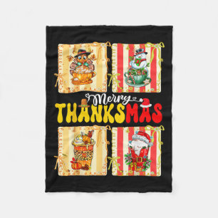 Merry Thanksmas Pumpkin Sce Latte Coffee Thanksgiv Fleece Blanket