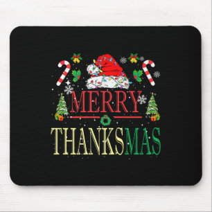 Merry Thanksmas Santa Hat Xmas Family Men Women Ki Mouse Pad