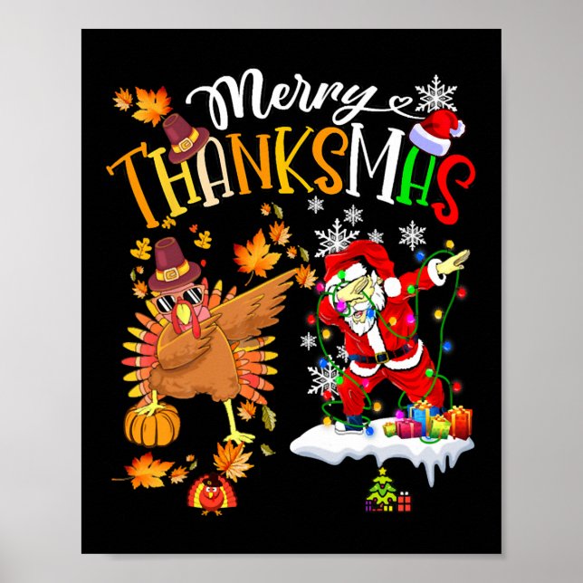 Merry Thanksmas Thanksgiving Christmas  Poster (Front)