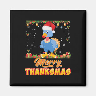 Merry Thanksmas Turkey Santa Elf Thanksgiving Chri Magnet