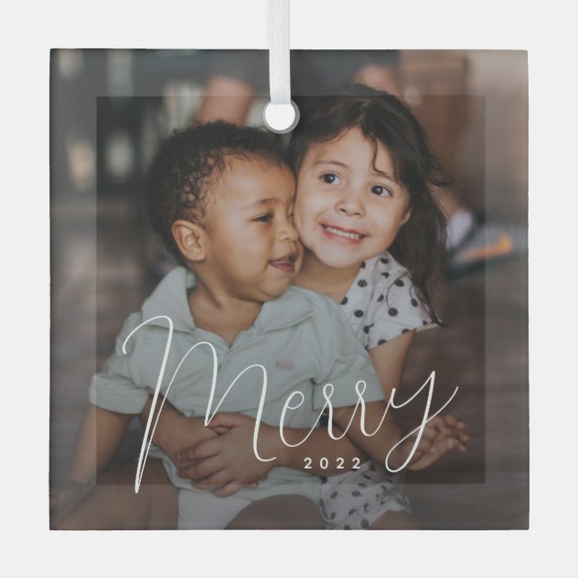 Merry Time Custom Photo Christmas Ornament (Front)