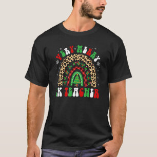 Merry TK Teacher   Leopard Buffalo Red Plaid Rainb T-Shirt
