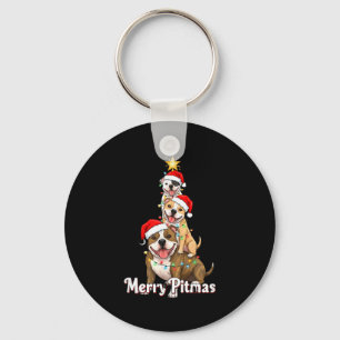 Merry Tmas Tbull Christmas Theme For Festive Dog L Key Ring