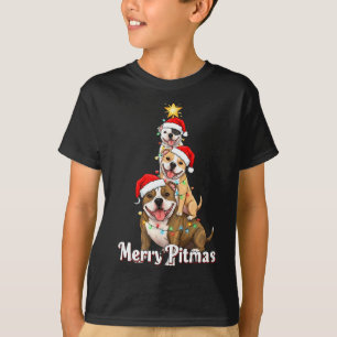 Merry Tmas Tbull Christmas Theme For Festive Dog L T-Shirt