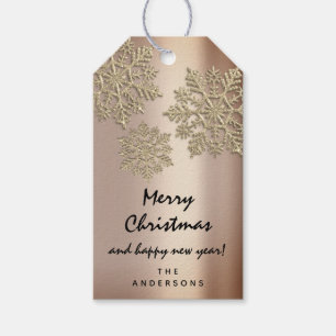 Merry To Holiday Gift Happy New Year Snow Rose Gift Tags