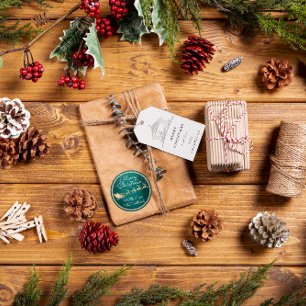 Merry To Name Holiday Christmas Holy Family Grey Gift Tags