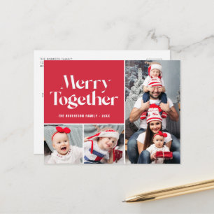 merry together family photo collage holiday postcard