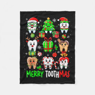 Merry Toothmas Teeth Collection Santa Reindeer Xma Fleece Blanket