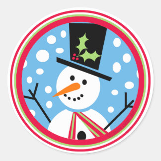 Merry Top Hat Snowman Sticker