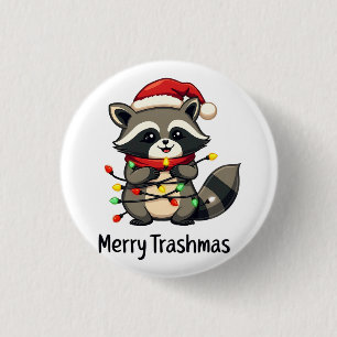 Merry Trashmas Funny Racoon Christmas Holiday 3 Cm Round Badge