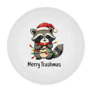 Merry Trashmas Funny Racoon Christmas Holiday  Cutting Board