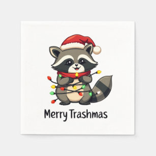 Merry Trashmas Funny Racoon Christmas Holiday  Napkin