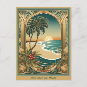 Merry tropical beach christmas Forida greeting Postcard