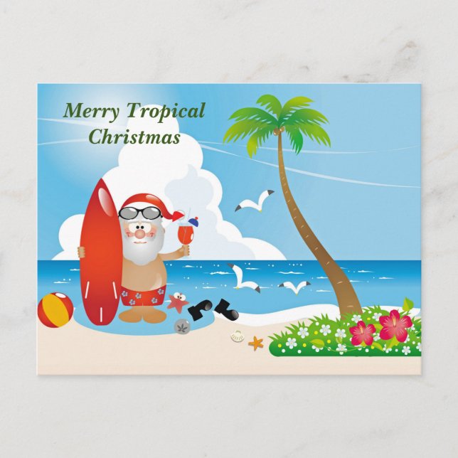 Merry Tropical Christmas Postcard (Front)
