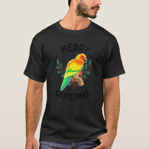 Merry Tropical Christmas Sun Conure Watercolor T-Shirt