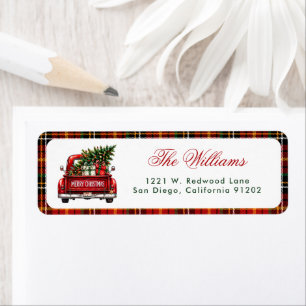 Merry Truck Christmas Holiday Return Address Label