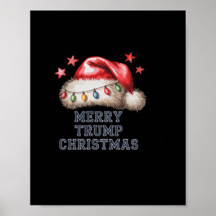 Merry Trump Christmas Festive Santa Cap Poster