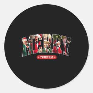 Merry Trumpmas Santa Trump Christmas Pyjamas Funny Classic Round Sticker
