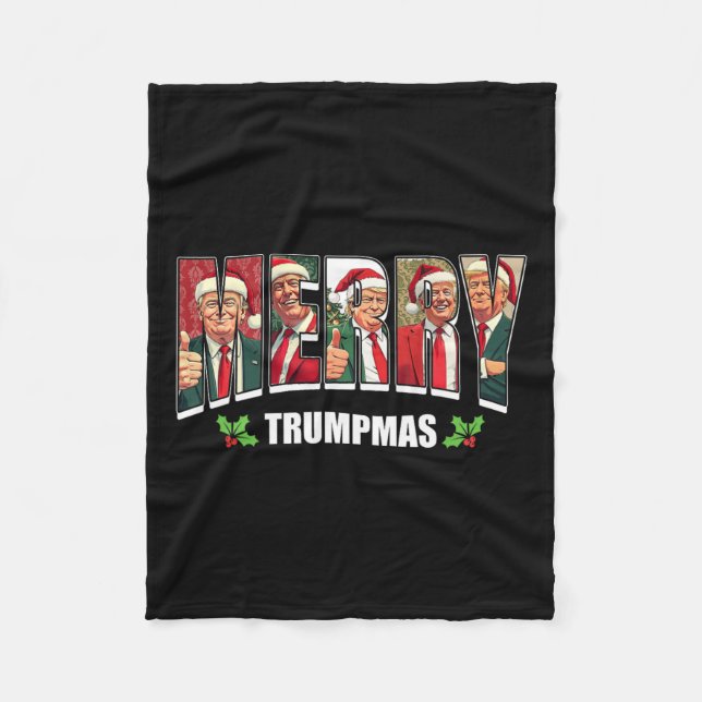 Merry Trumpmas Santa Trump Christmas Pyjamas Funny Fleece Blanket (Front)