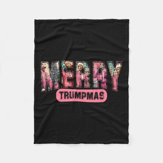 Merry Trumpmas Santa Trump Christmas Pyjamas Funny Fleece Blanket (Front)