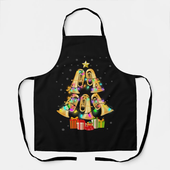 Merry Tuba Christmas Tree Xmas lights Surrounded M Apron (Front)
