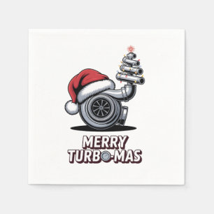 Merry Turbomas Turbo Mechanic Santa Christmas Napkin