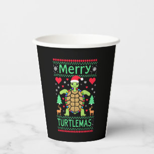 Merry Turtlemas Christmas Lights Cute Turtle Santa Paper Cups