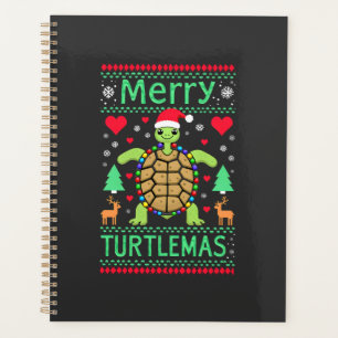 Merry Turtlemas Christmas Lights Cute Turtle Santa Planner