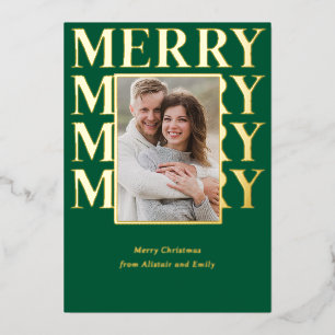 Merry Typography in Gold and Green Photo