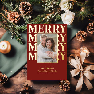 Merry Typography in Gold and Red Photo