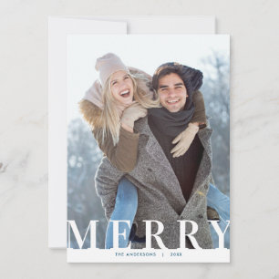 Merry Typography Vertical Photo Christmas Holiday Card