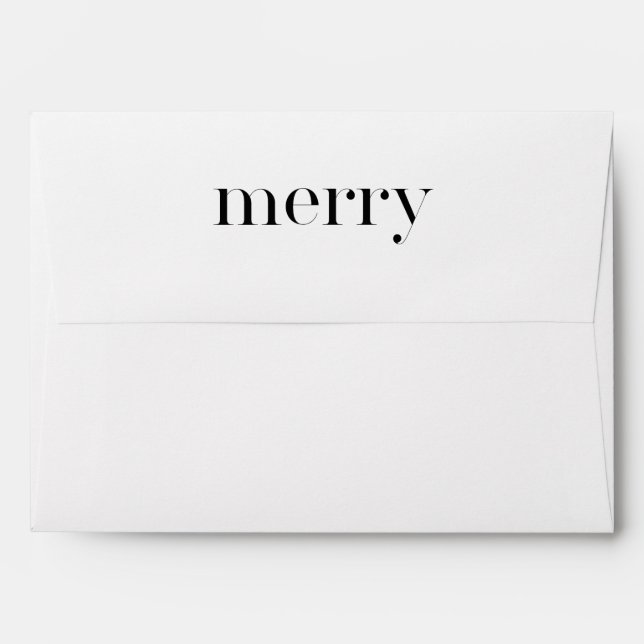 Merry Typography with Botanical Print Holiday Envelope (Back (Top Flap))