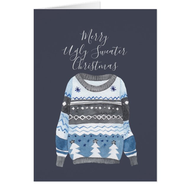 Merry Ugly Sweater Christmas - Grey Blue Sweater (Front)
