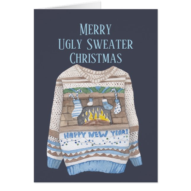 Merry Ugly Sweater Christmas - Ugly Blue Sweater (Front)