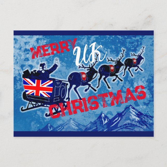 Merry UK flag Christmas postcard (Front)