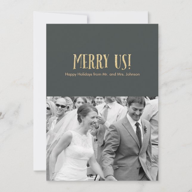 Merry Us! | Holiday Photo Card-Glitter & Cement (Front)