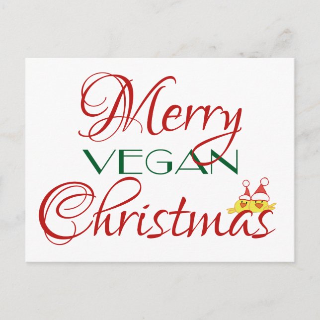 Merry Vegan Christmas Holiday Postcard (Front)